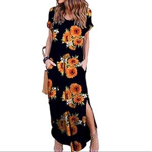 Women’s size large sunflower maxi dress w/ pockets